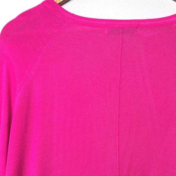 Zara Knit Womens Hot Pink High Low Raglan Sleeve Sweater Womens Medium Fuchsia - Picture 6 of 8